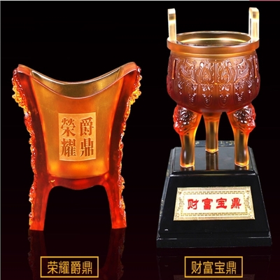 人造水晶鼎擺件定做 琉璃工藝品訂制